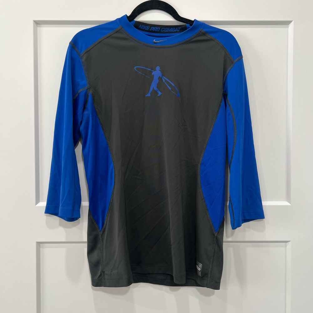 Nike Pro Combat Black and Blue Athletic Shirt